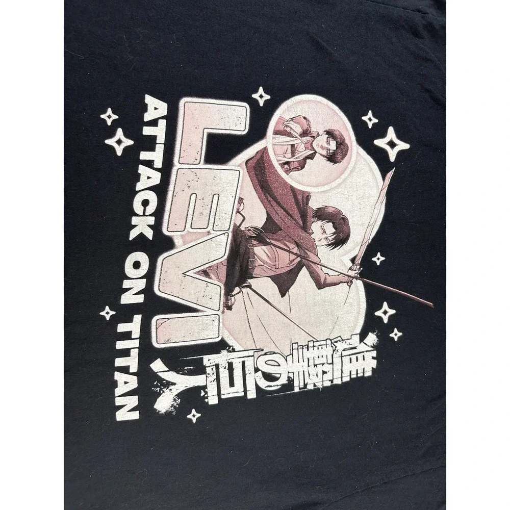 Attack On Titan Levi Ackerman T-Shirt‎ Mens Large Black Anime